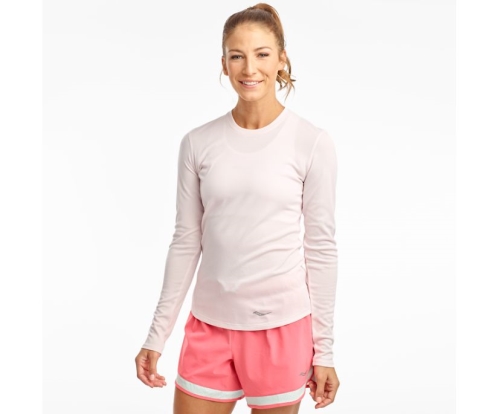 Tenis Saucony Stopwatch Long Sleeve Mujer Tops Ropa Barely Rosas México MX-756-LI
